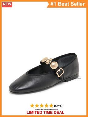 Relan Leather Round Toe Buckle Flats Business Casual Shoes